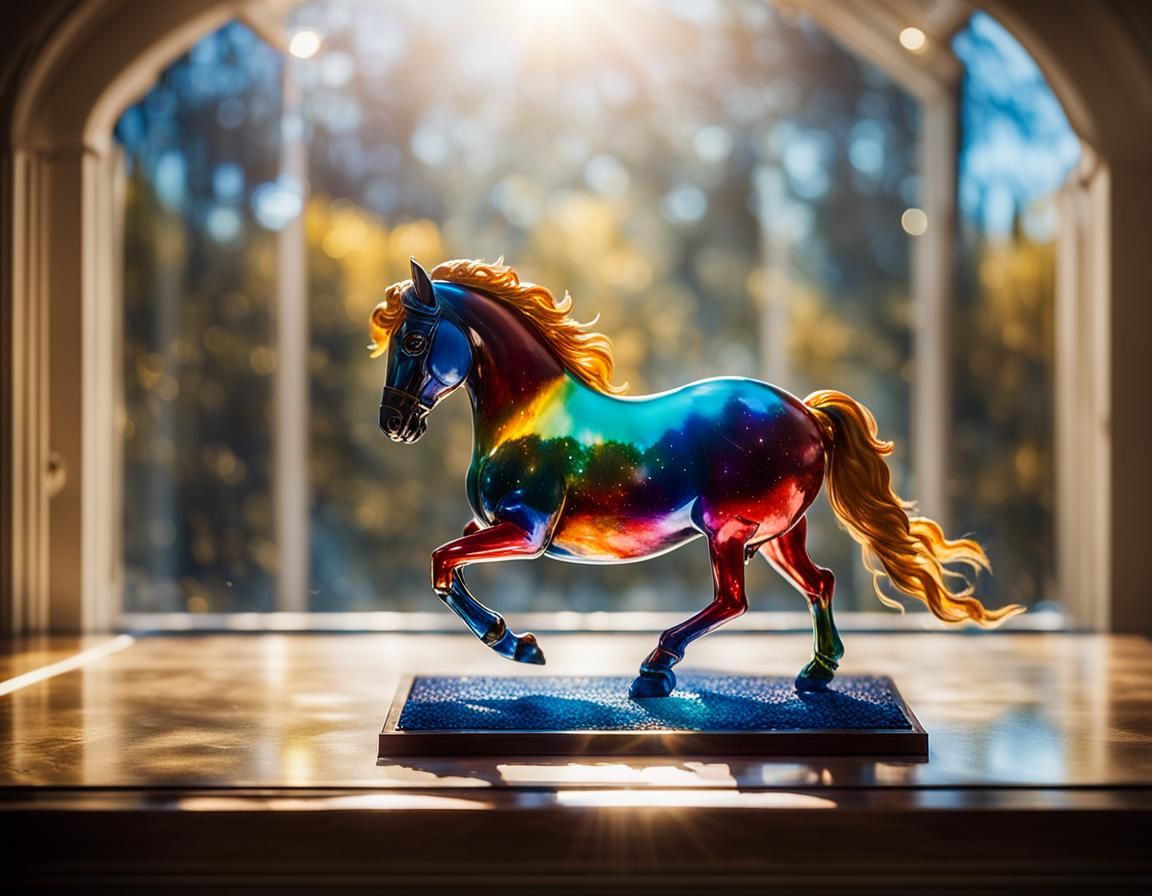 Enameled Glass Pegasus Figurine in Vivid Colors