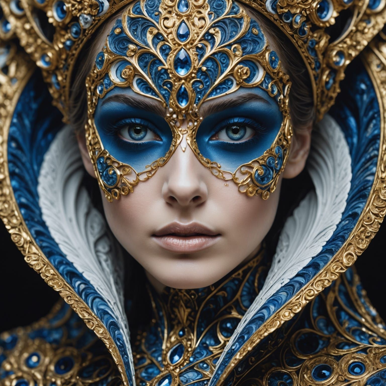 Woman's Portrait with Rococo Fractal Body Art