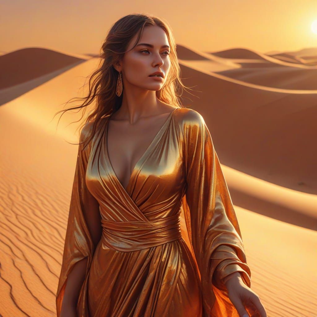 Surreal Desert Goddess in Vibrant Oil Painting