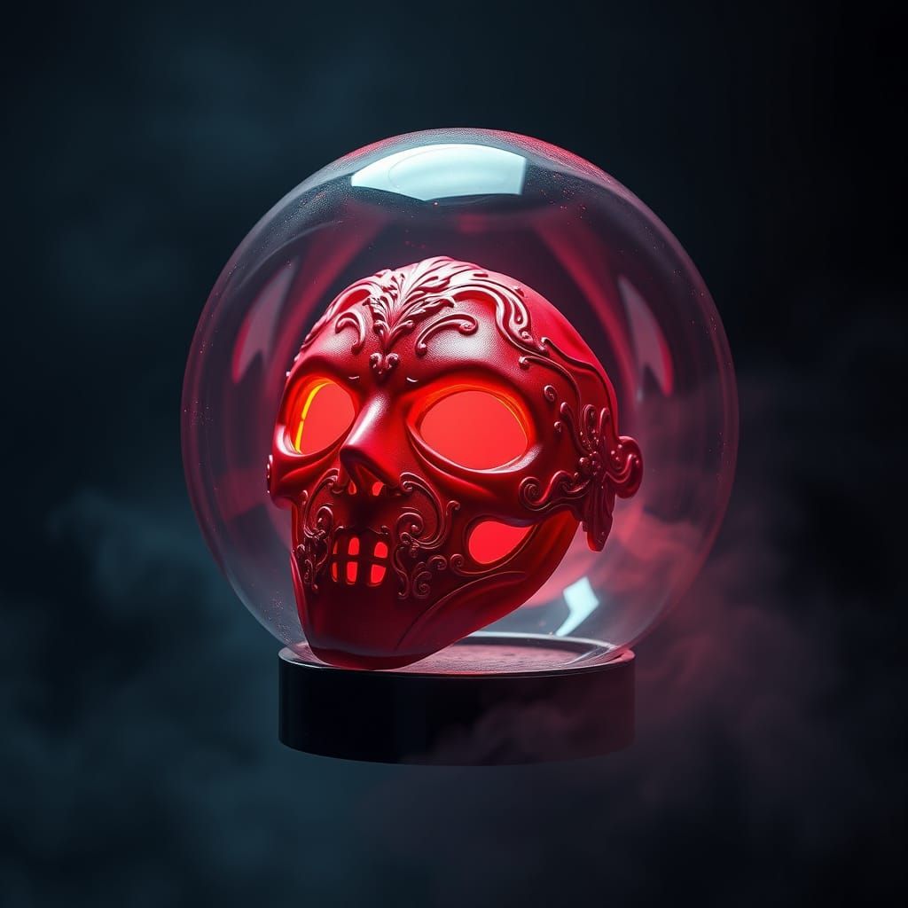 Ethereal Runescape Mask in Glass Orb