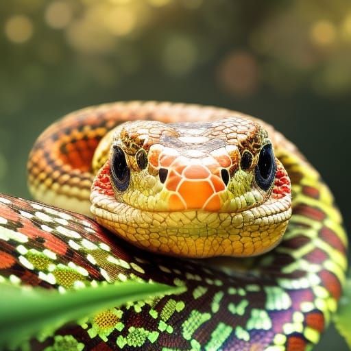 Magnificent Snake Portrait in Art Nouveau Style