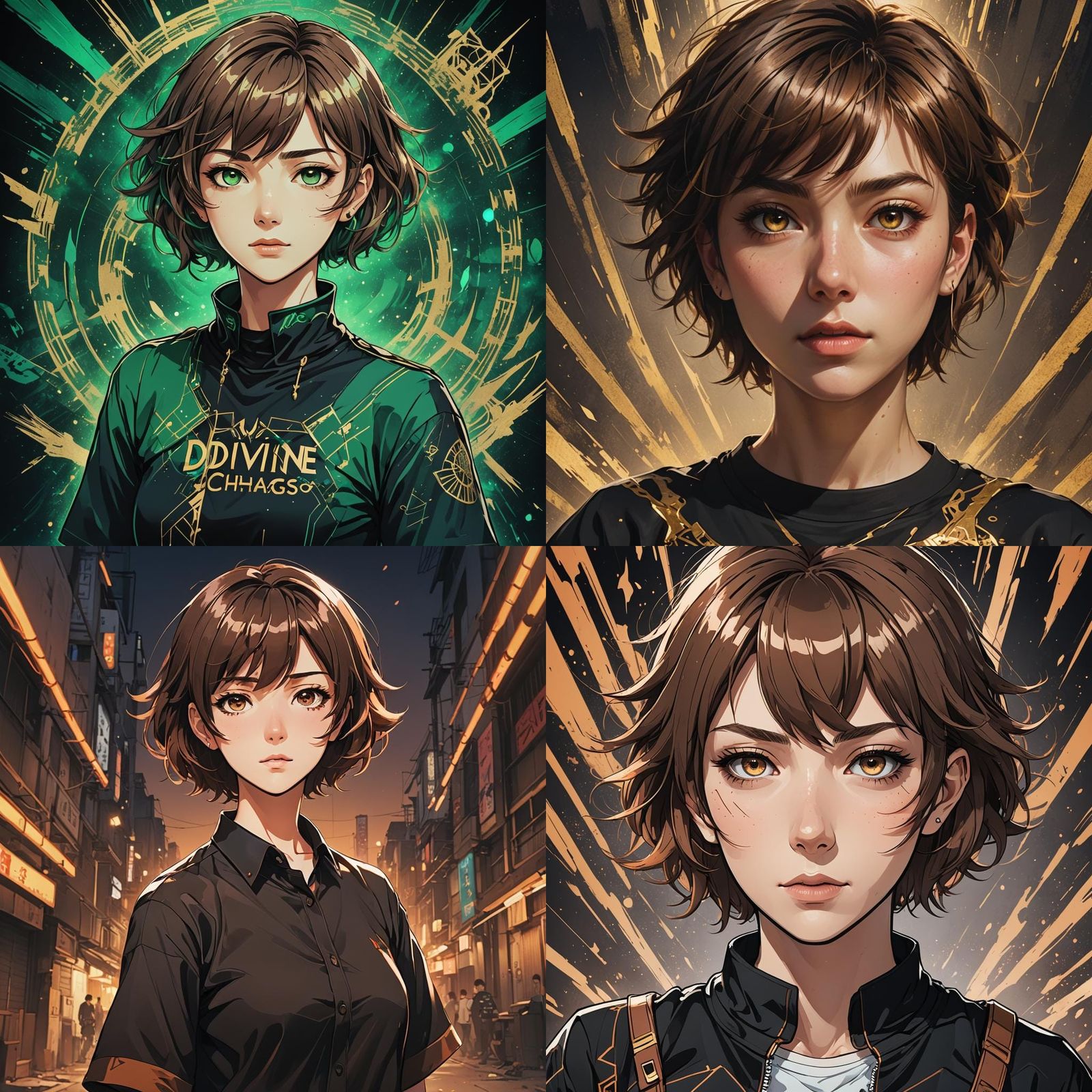 Anime Style Woman in Black Shirt