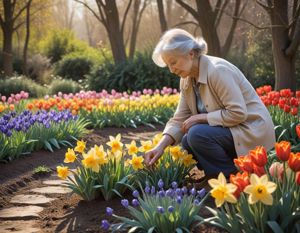 Whimsical Garden Scene in Impressionist Style