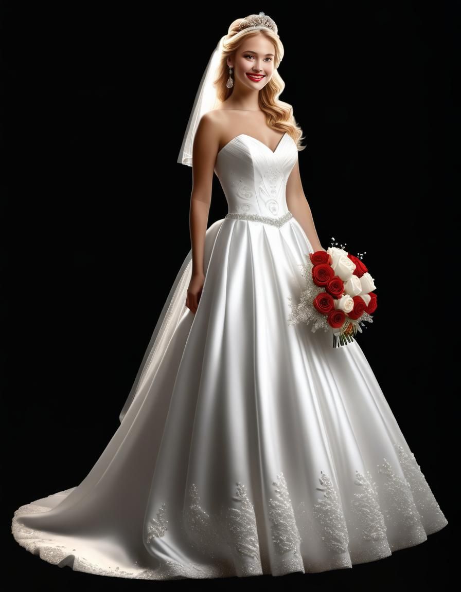 Smiling Bride with Tiara in 2D Render