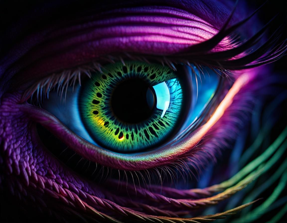 Illuminated Eye Peers from Darkness