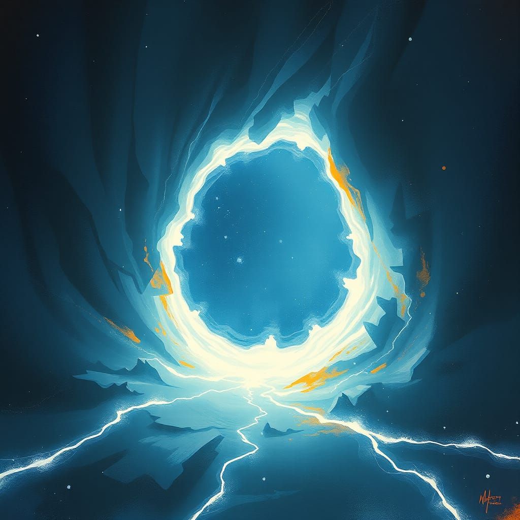 Luminous Cosmic Void: Abstract Surrealism in Light