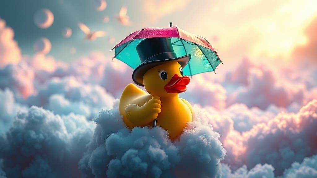 Surreal Rubber Duck Embarks on Whimsical Dream Journey
