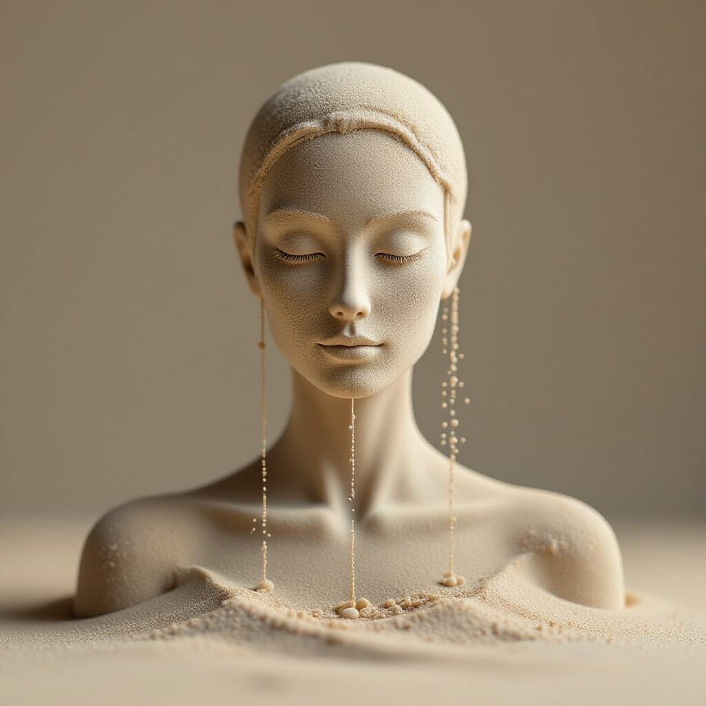 Minimalist Sand Sculpture in Japanese Aesthetic