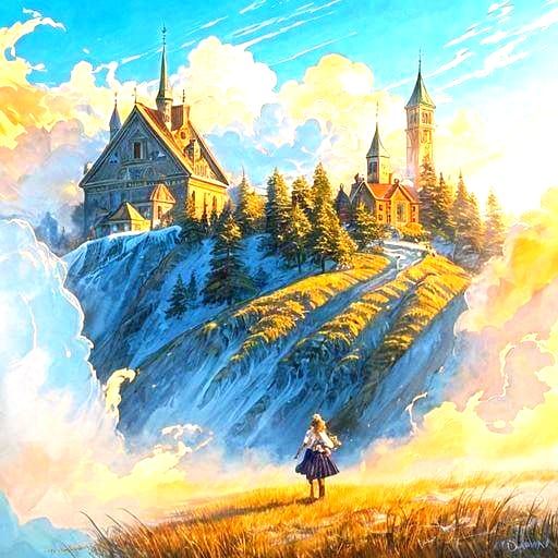 Winter Violinist in Double Exposure Gouache Style