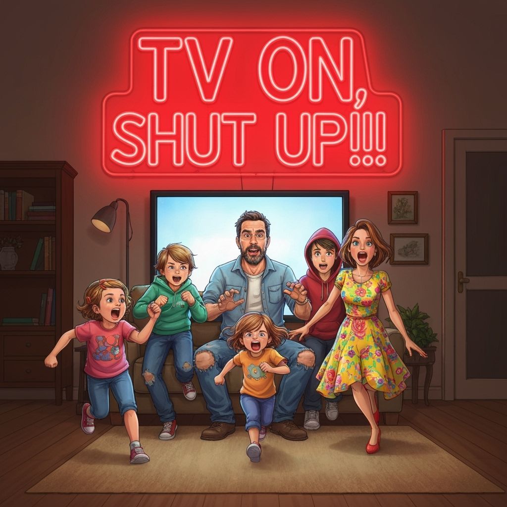 Family TV Night in Playful Graffiti Style