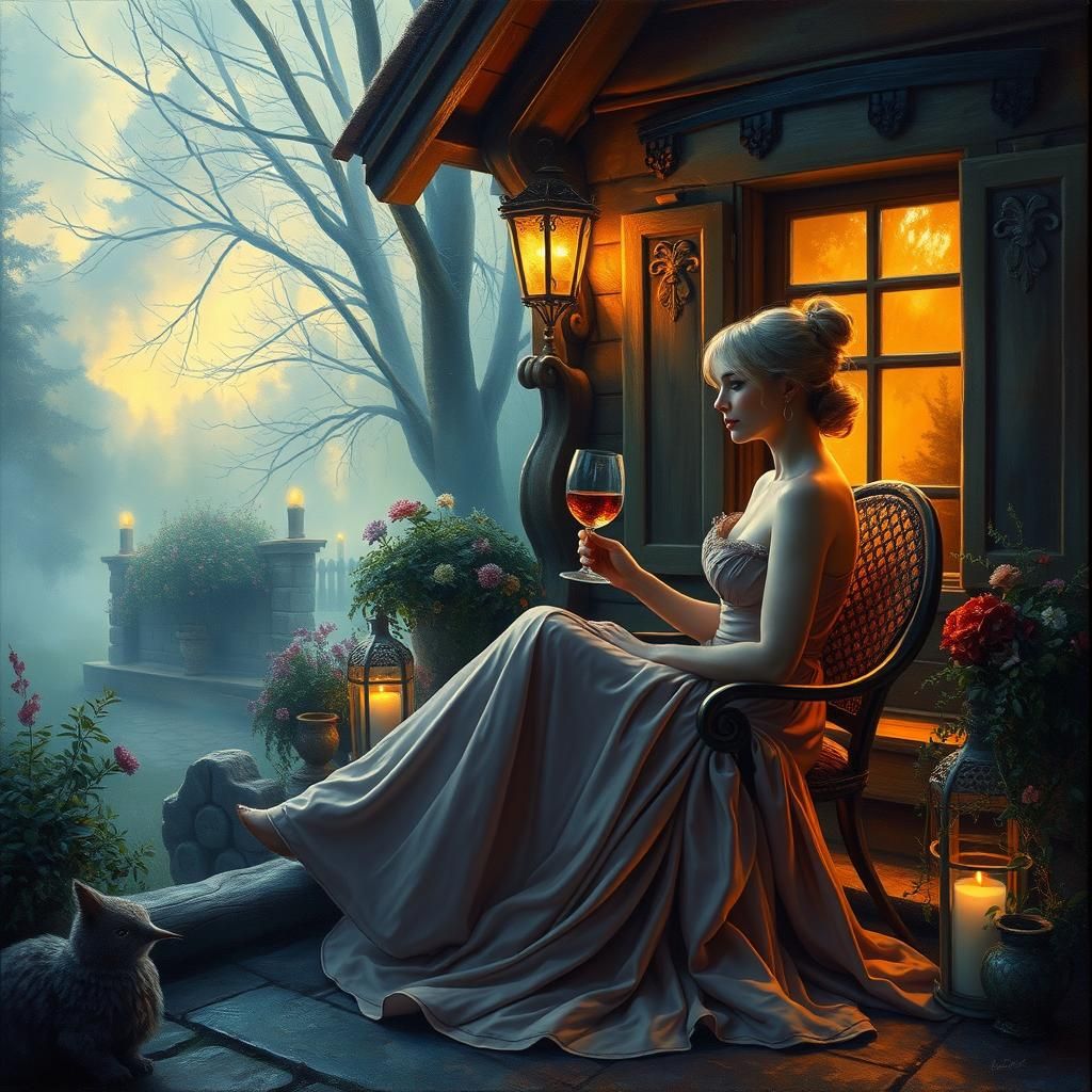 Ethereal Woman in Cottage Core Fantasy, Hyperrealism