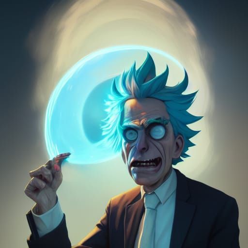 Hyperdetailed Portrait of Rick Sanchez in Art Nouveau Style