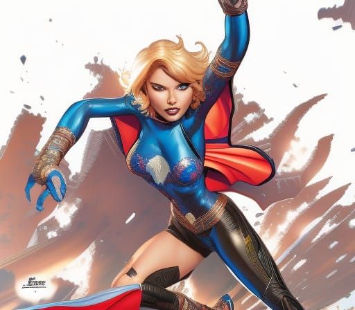 Detailed Female Superhero Comic Book Art