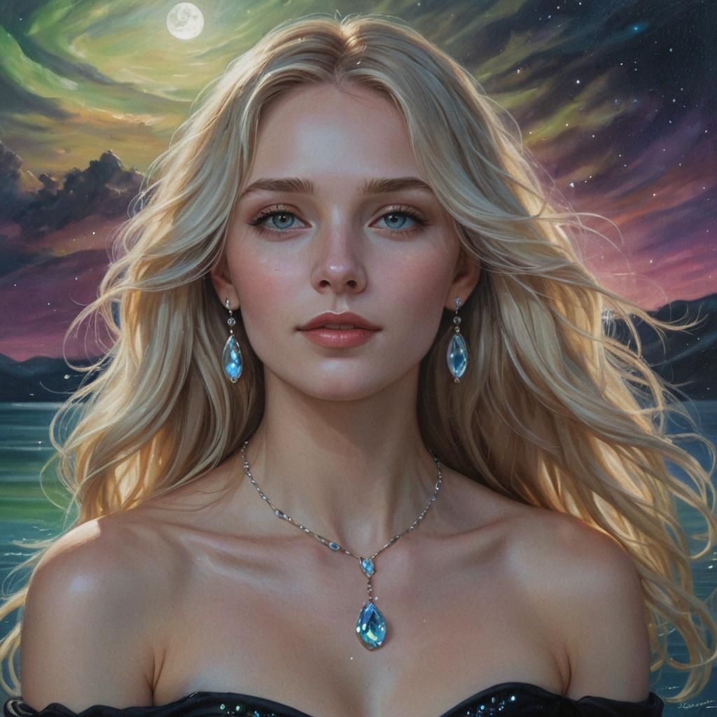 Ethereal Goddess Portrait in Art Nouveau Style