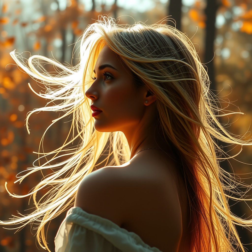 Ethereal Autumn Woman in Golden Light
