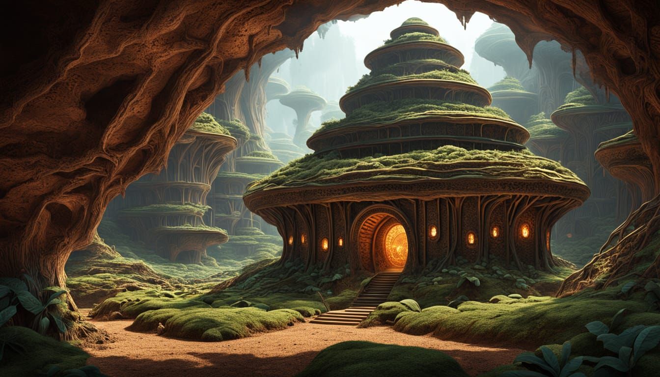 Ant Colony Underground Concept Art in Earthy Tones