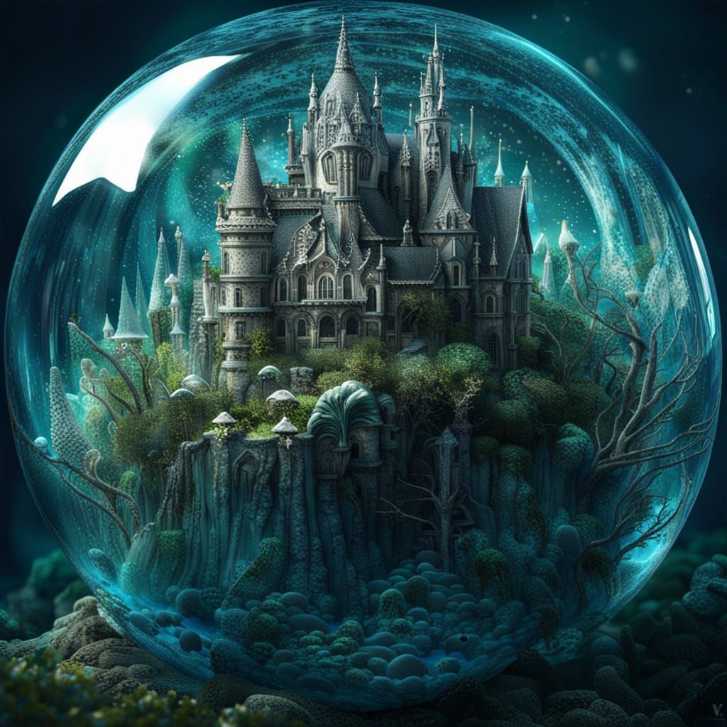 Fairytale Castle in Glass Sphere: Fantasy Concept Art