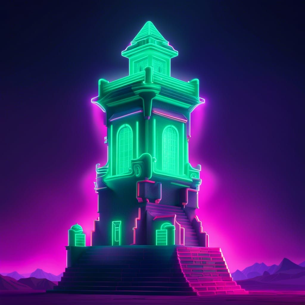 Jade Hard Light Wizard Tower in Synthwave Style
