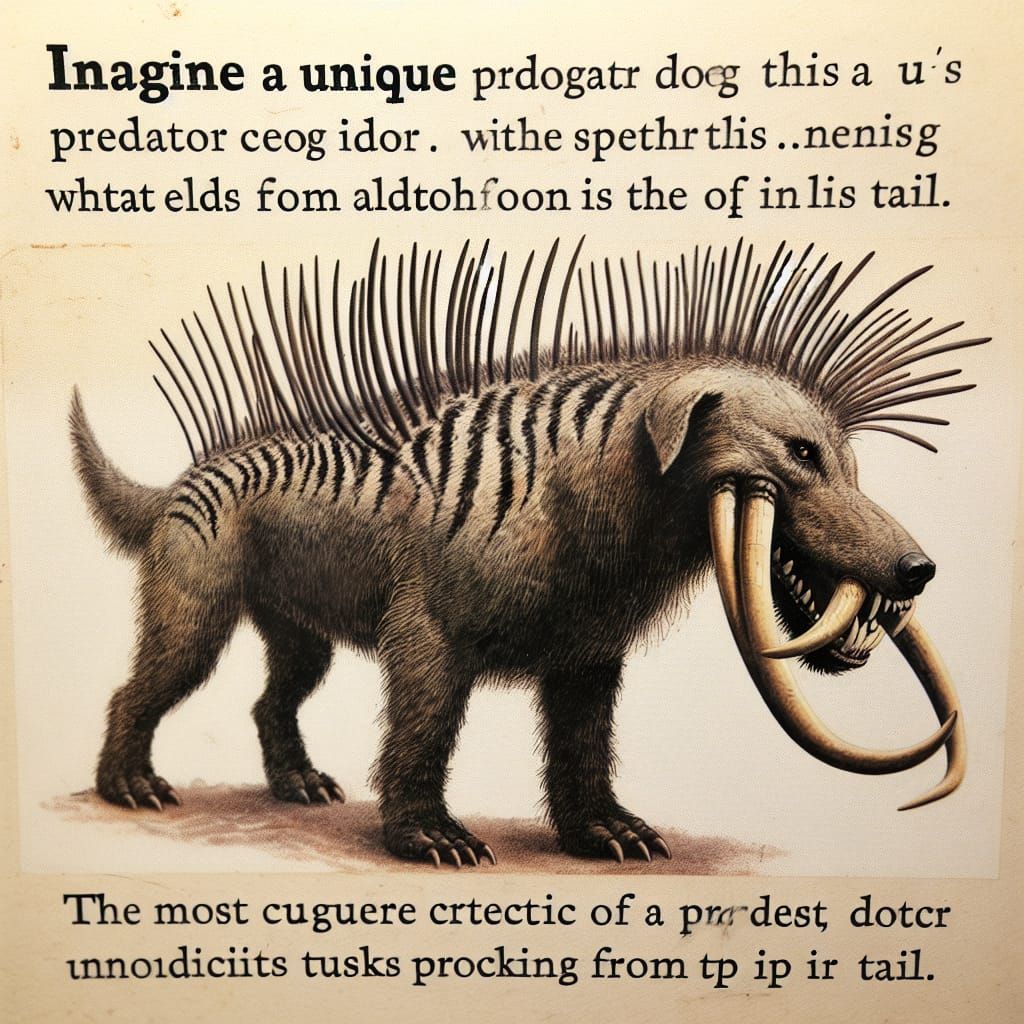 Fearsome Furry Predator Dog with Spikes and Tusks