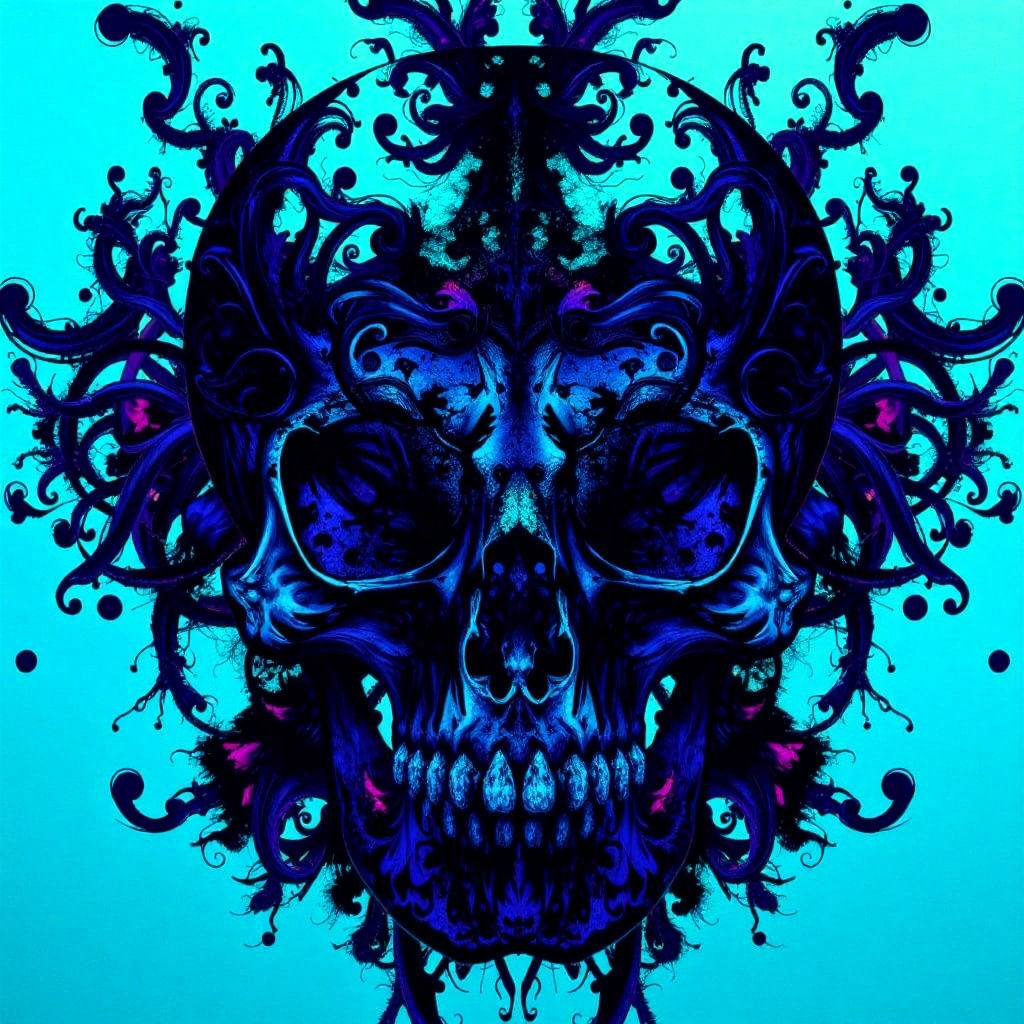 Skull Rorschach Inkblot in Detailed Matte Painting Style
