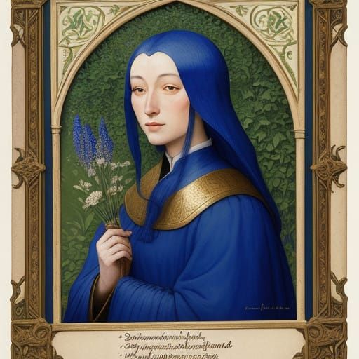 Medieval French Beauty Adorns a Verdant Landscape in Limbour...