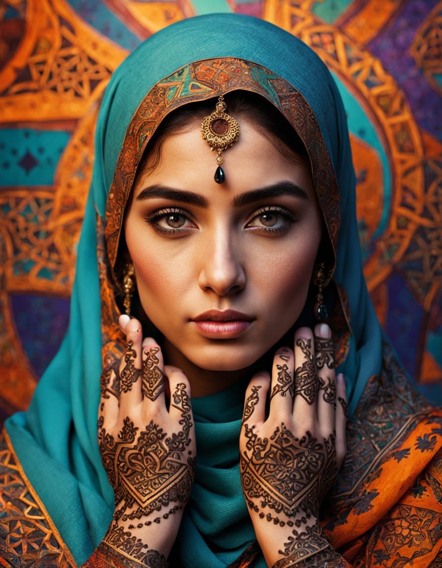 Vibrant Arabic Beauty in Exquisite Hyperrealistic Art