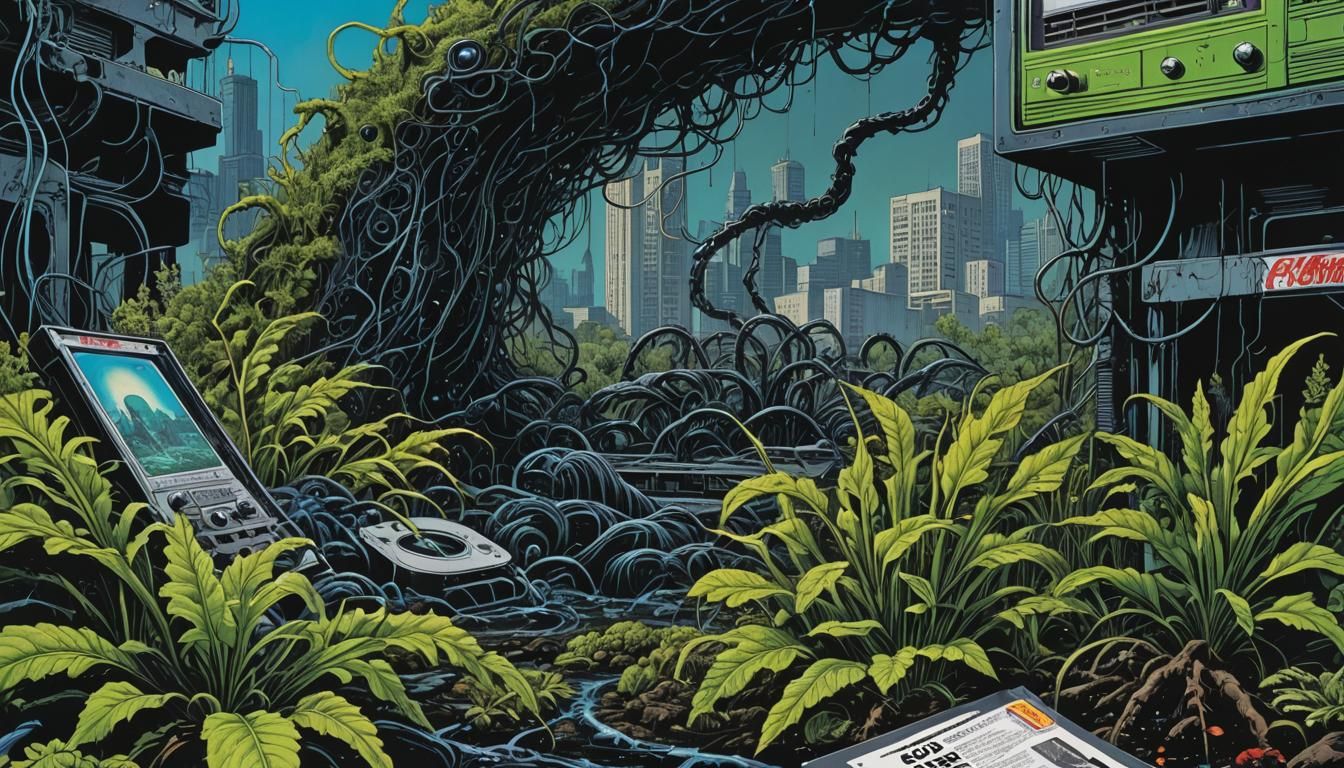 Biomechanical Surrealism with Neon Lights and Mutated Centip...