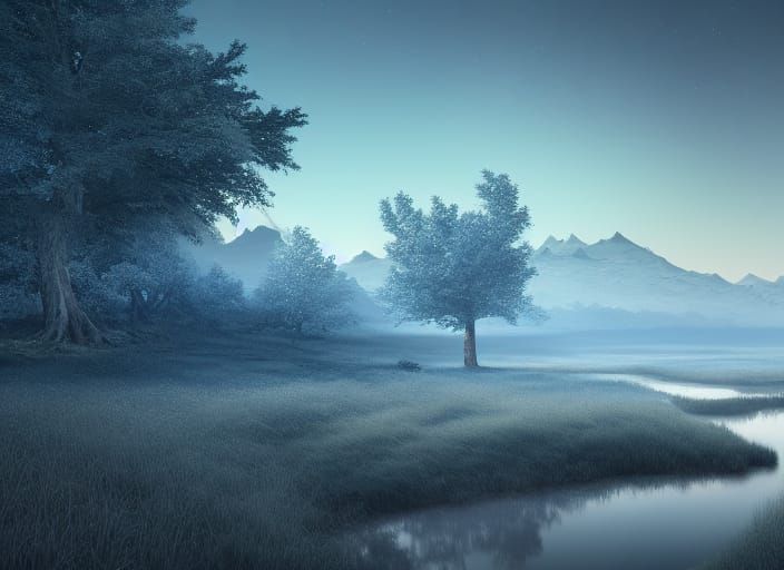Hyperrealistic Landscape Photography at Blue Hour