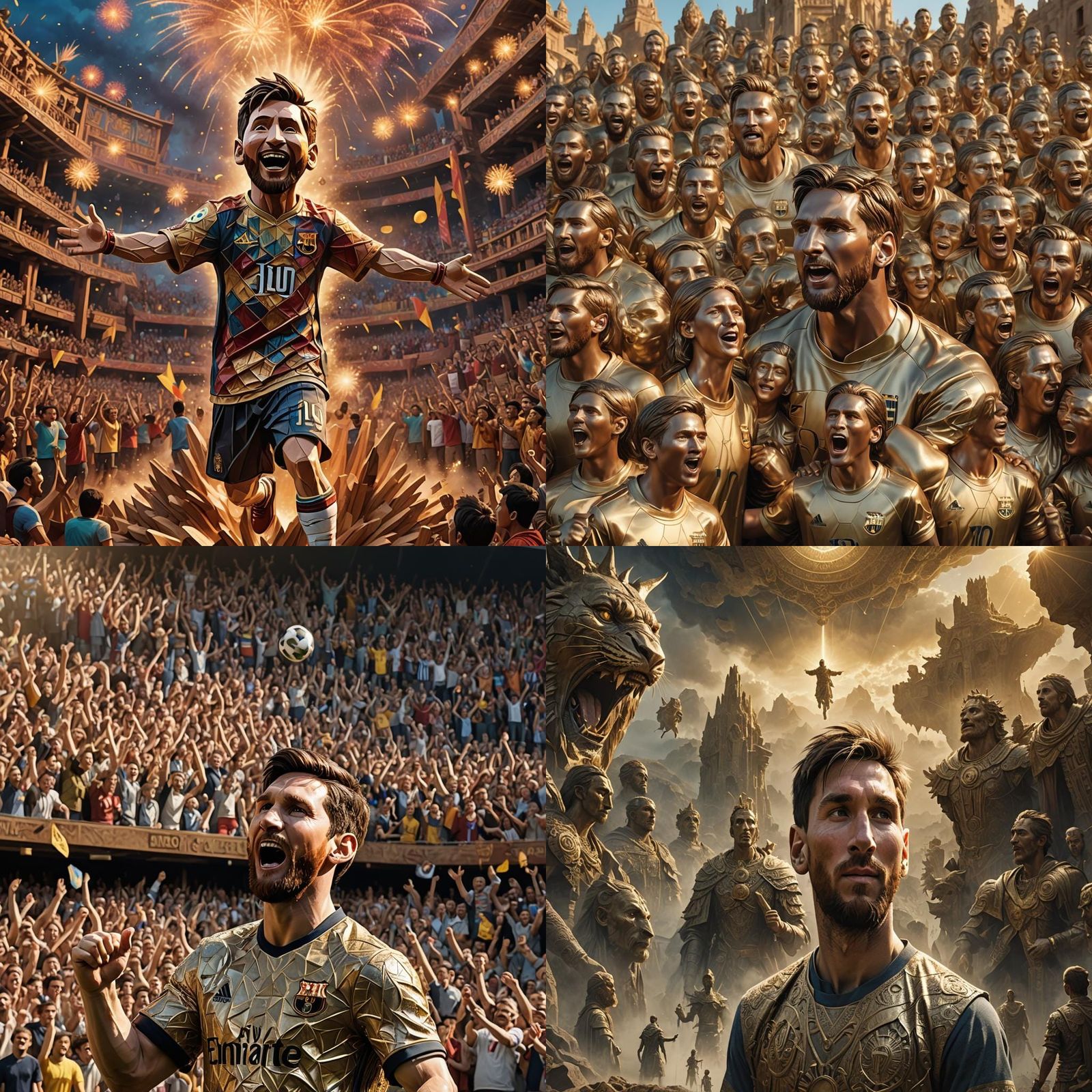 Messi Celebration Sculpture: Digital Concept Art