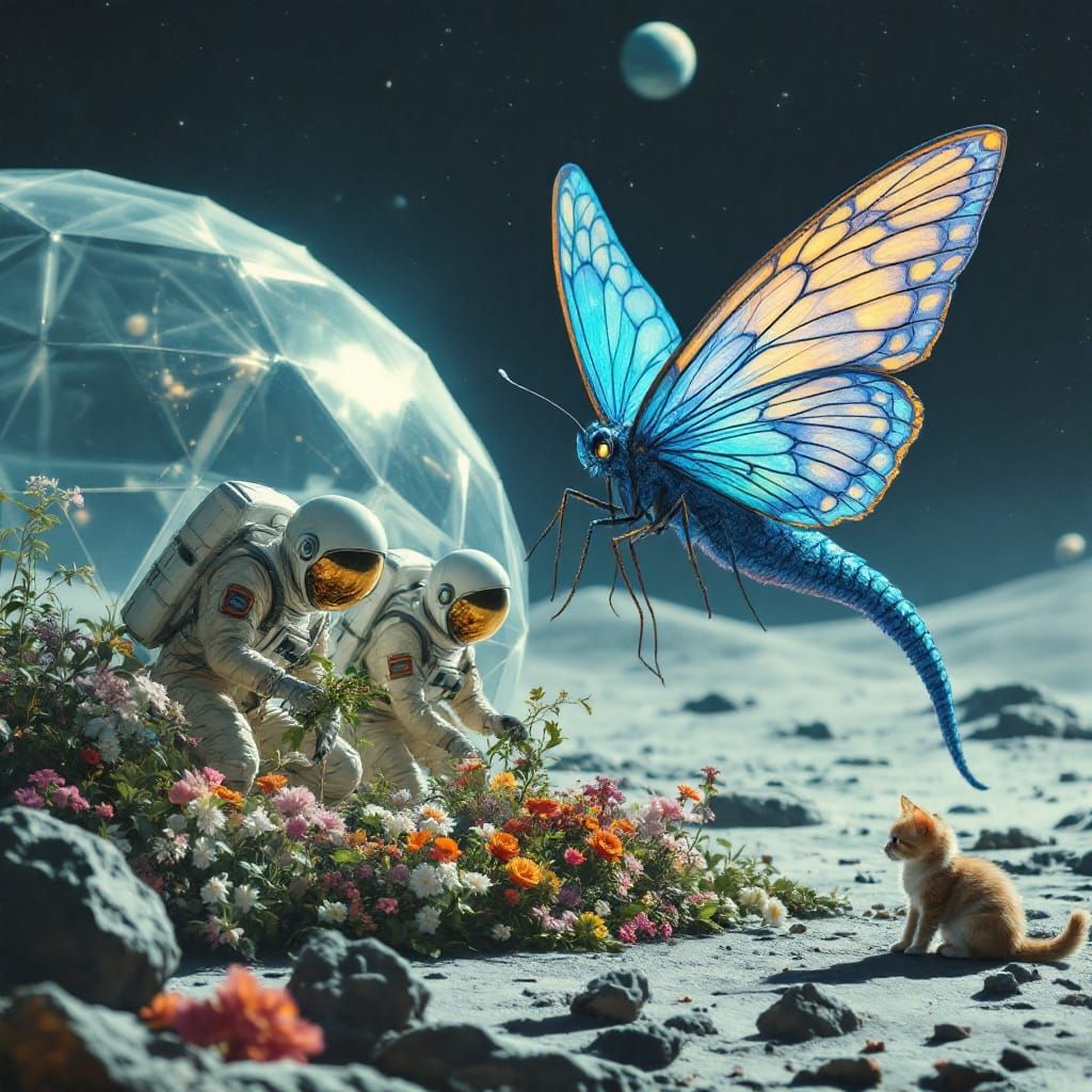 Astronauts Tend to Lunar Garden as Majestic Butterfly Recoun...