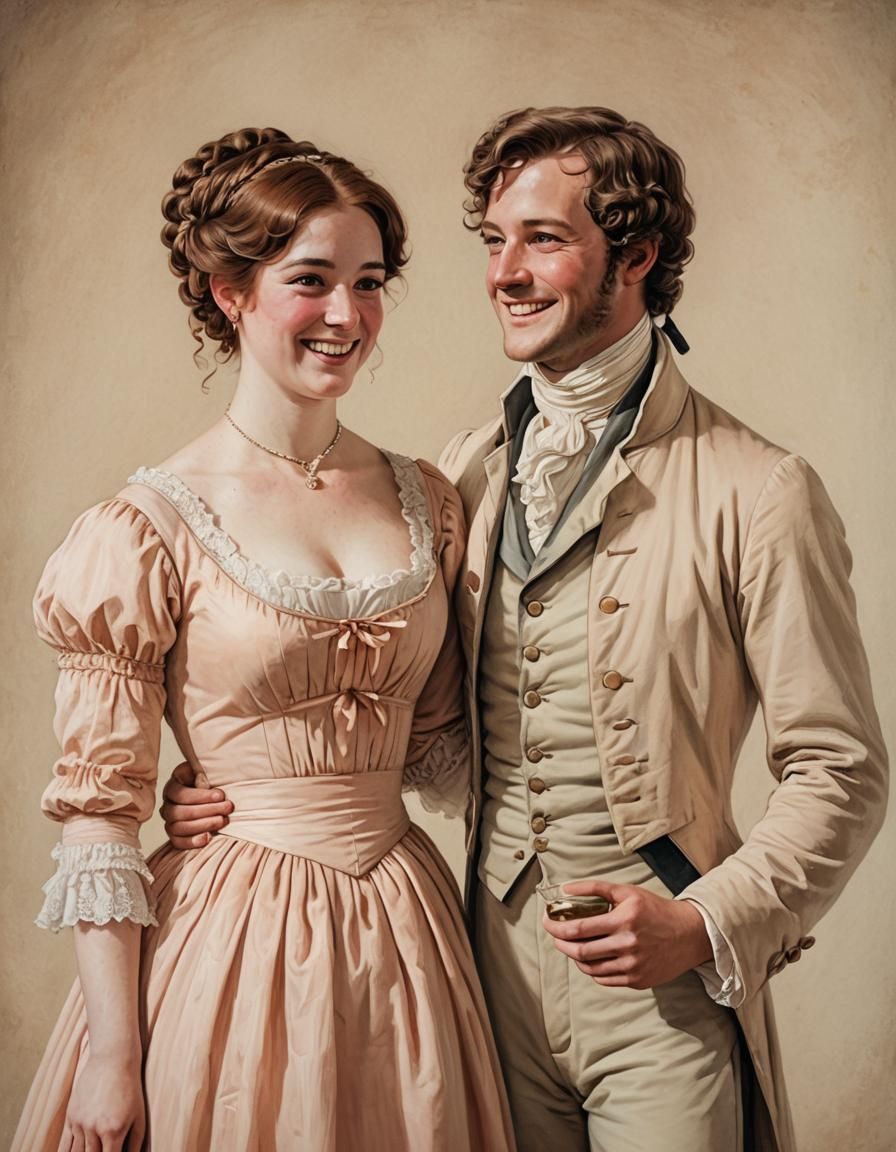 Regency Woman in Peach Dress Portrait