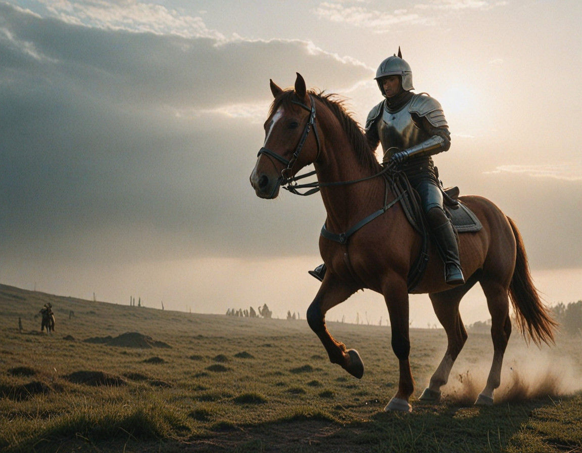 Epic Hero on a Red Steed