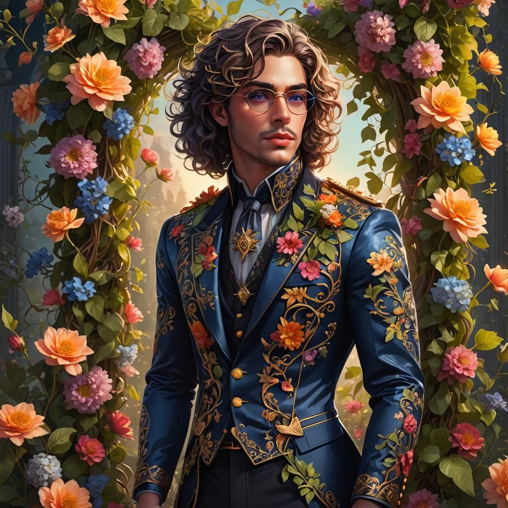 Fantasy Count with Flowers: Detailed Matte Painting