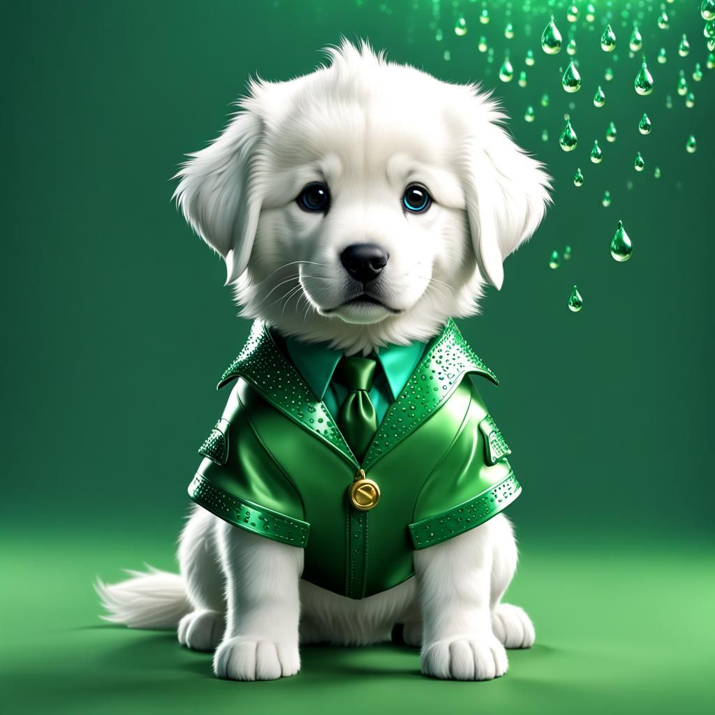 Cute Puppy as Supervillain in 3D Render