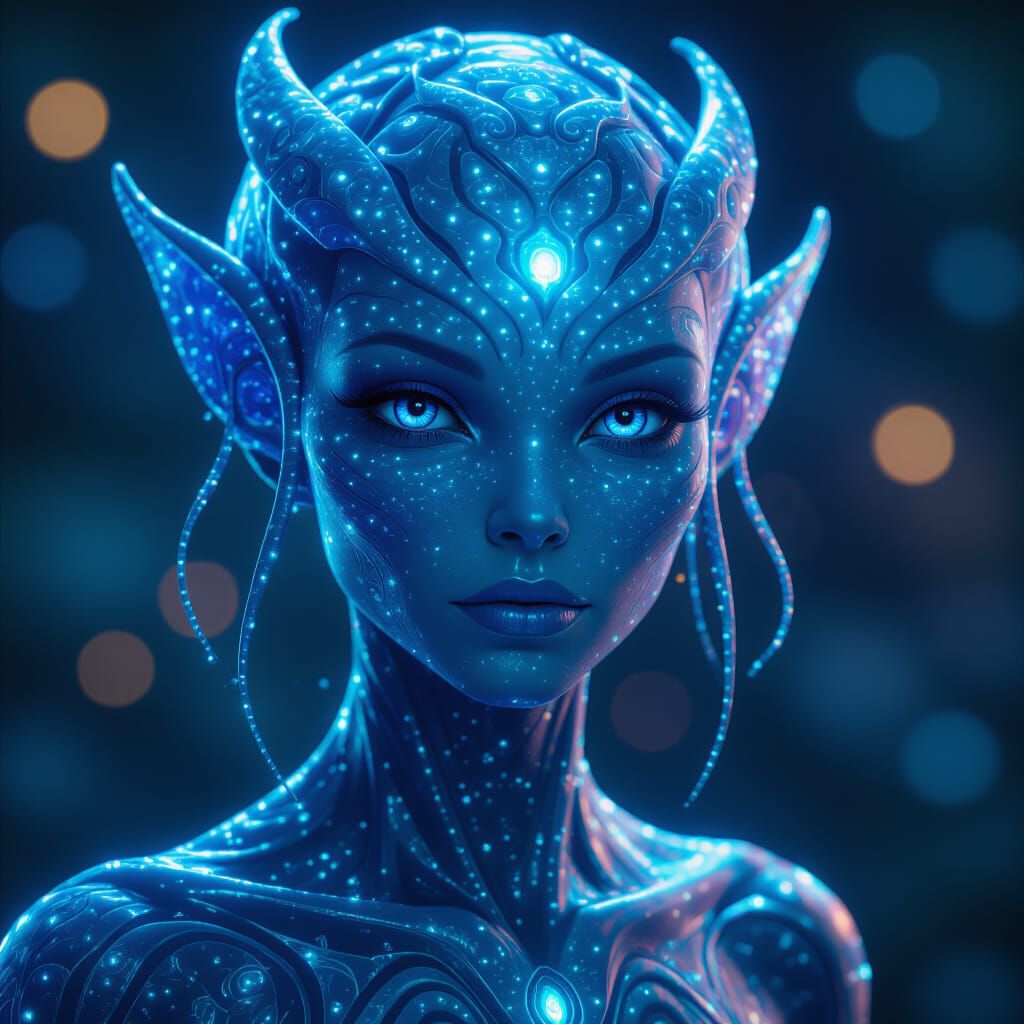 Bioluminescent Alien Woman Portrait in 8k Artistic Style