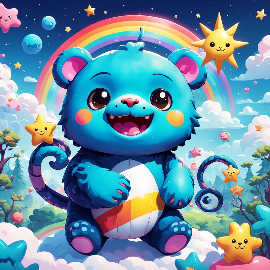 Cobra Bear Cloud Character in Kawaii Style