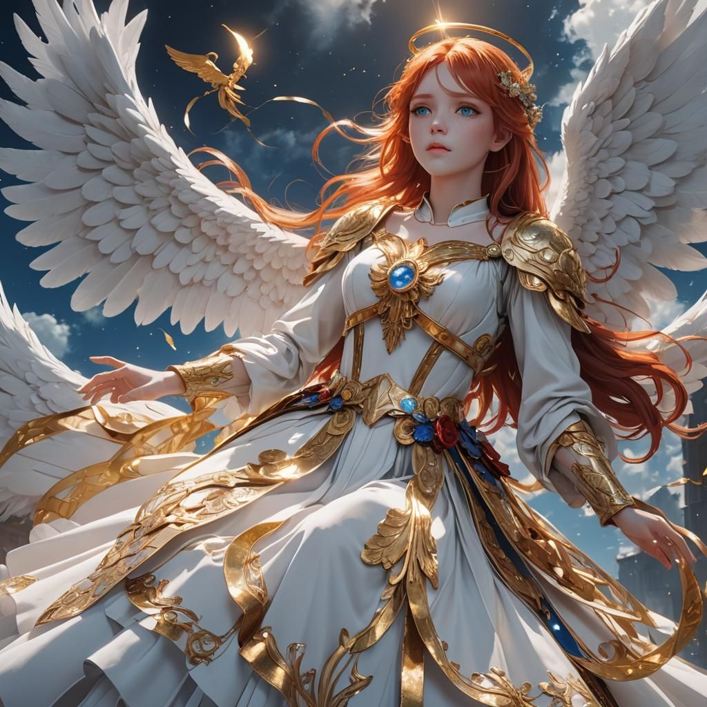 Comforting Angel in Anime Style 3D Art