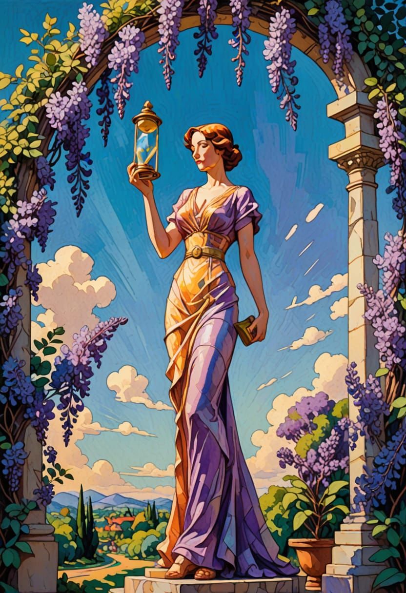 Art Deco Woman with Hourglass Sculpture