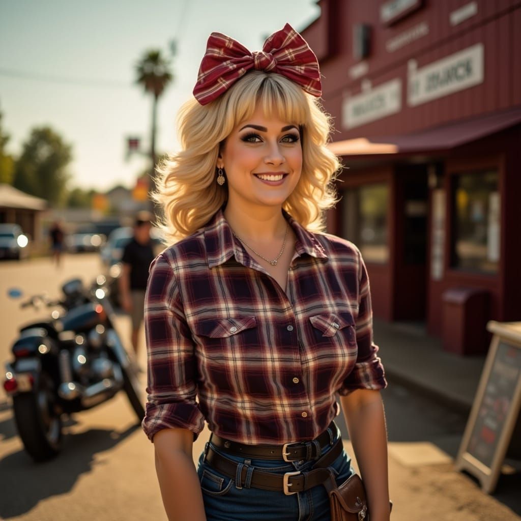Rockabilly Girl in Front of Music Hall