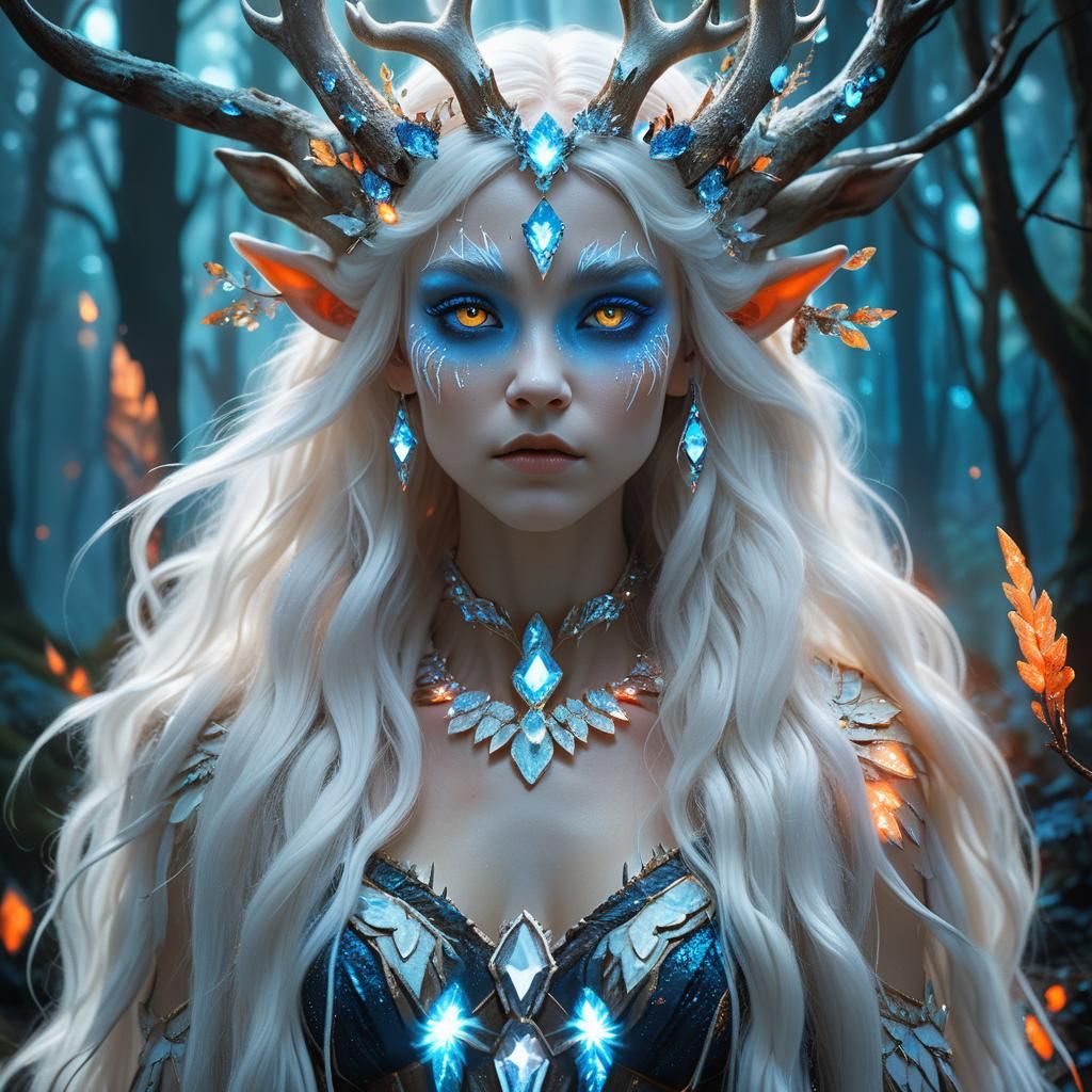 Mystical Faun Lady in Forest: Digital Art