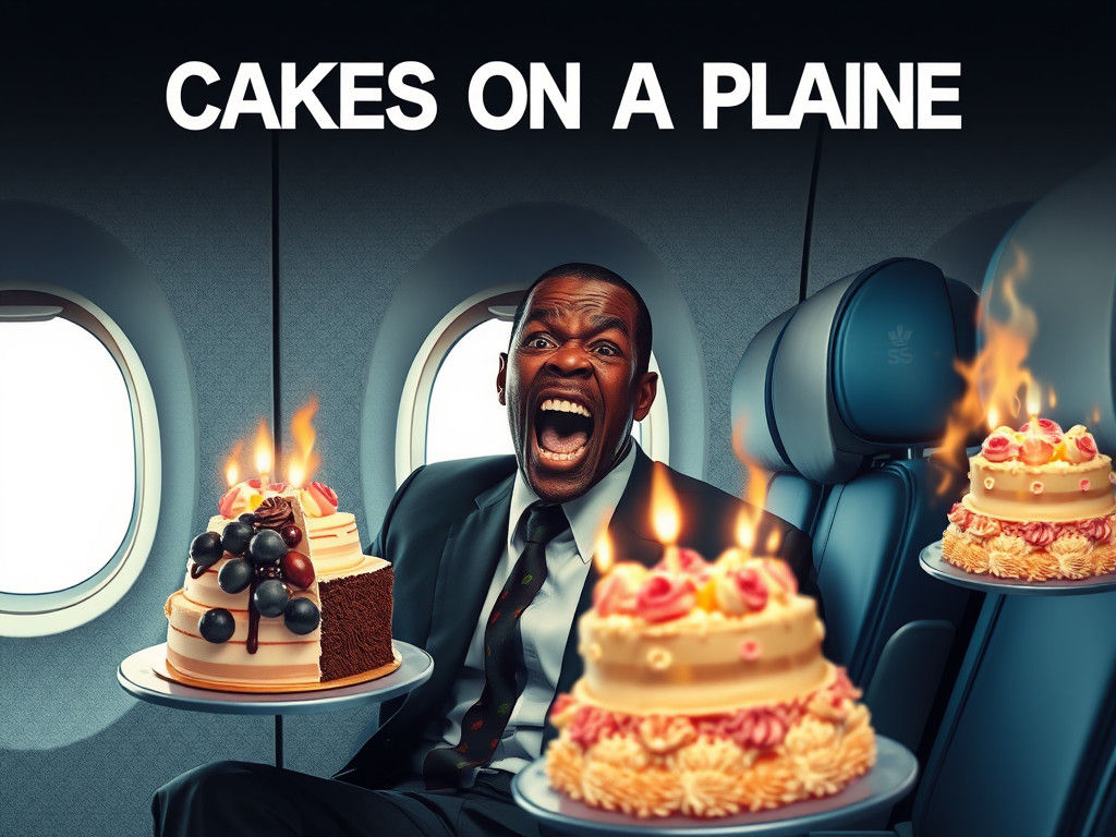 Cakes on a Plane: A Humorous AI Image