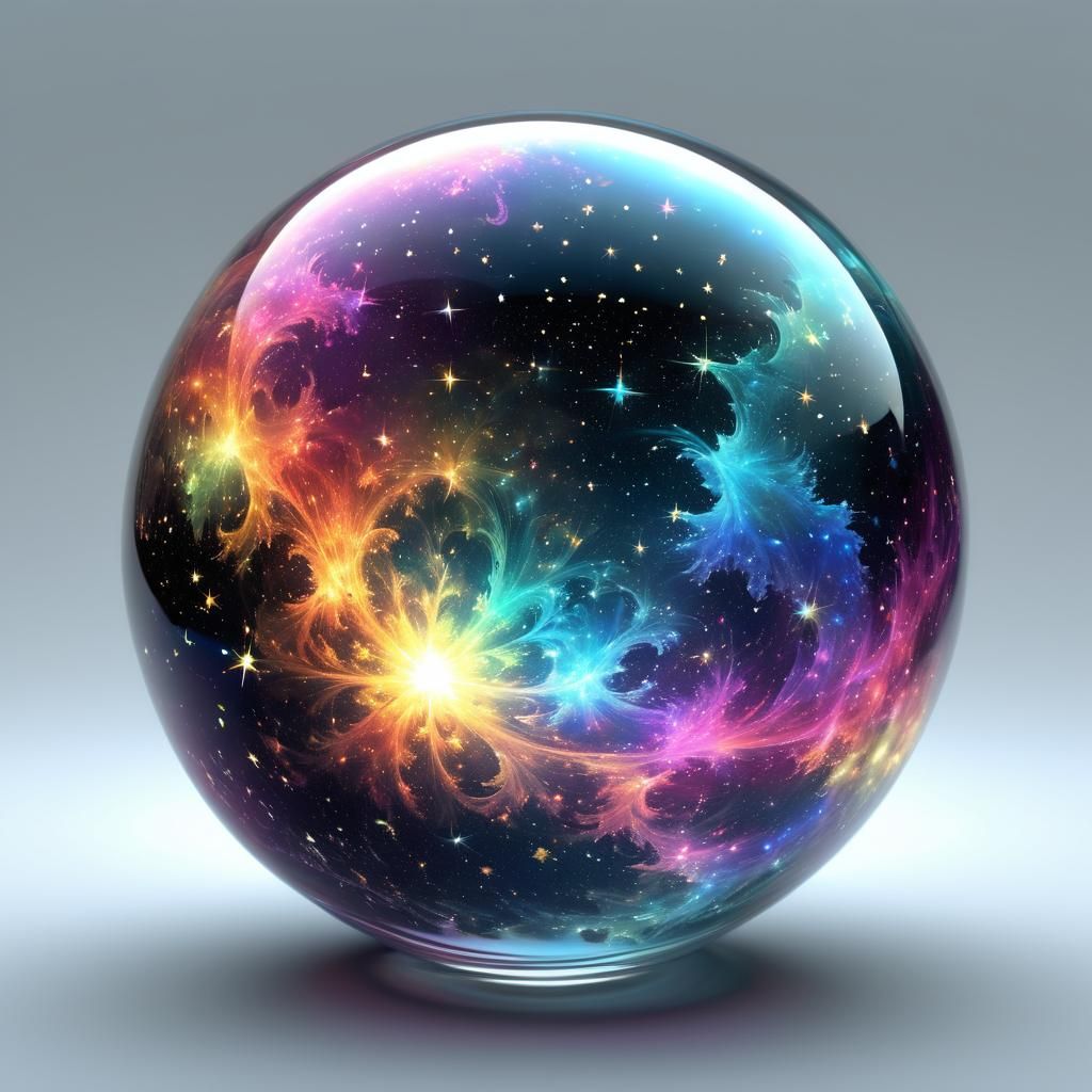Iridescent Nebula and Stars in Translucent Orb