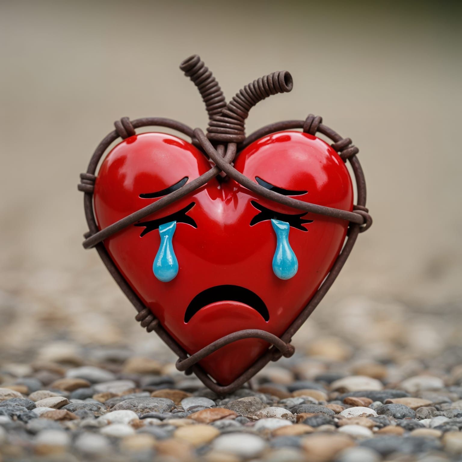 Crying Heart Entangled in Iron Wire