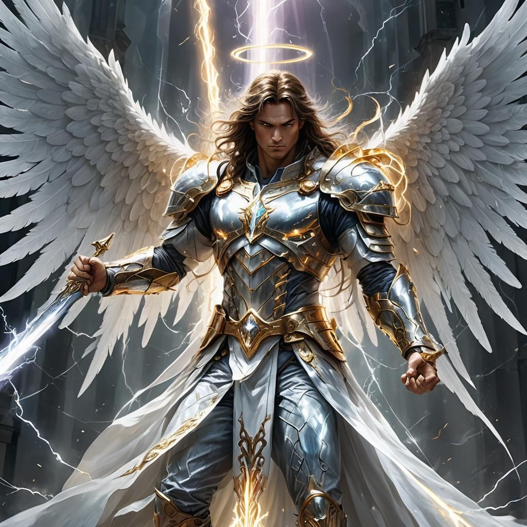 Radiant Angel with Electric Wings, 3D Anime Art