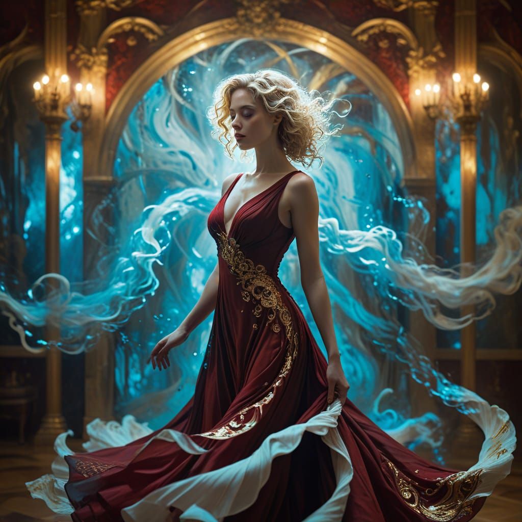 Surreal Goddess in Golden Dreamscapes