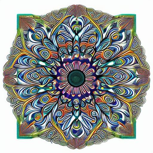Psychedelic Celtic Chrysanthemum in Split-Complementary Colo...