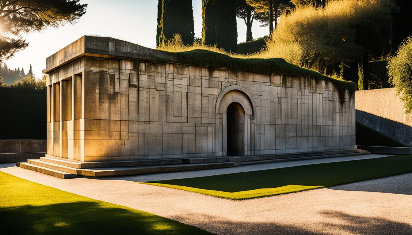 Tomba Brion Mausoleum in Golden Light, Carlo Scarpa Style