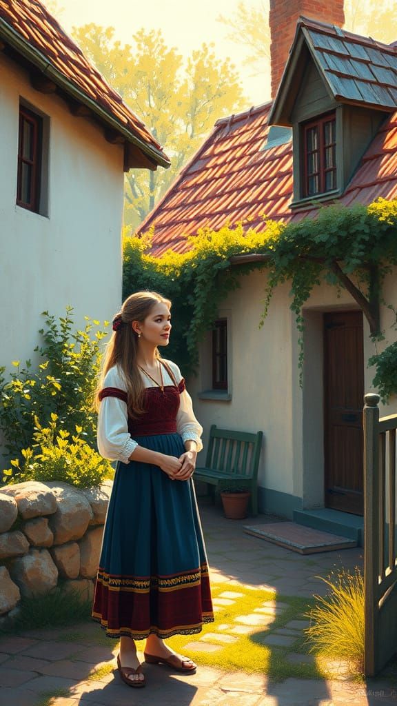 Village Meeting in Impressionist Style