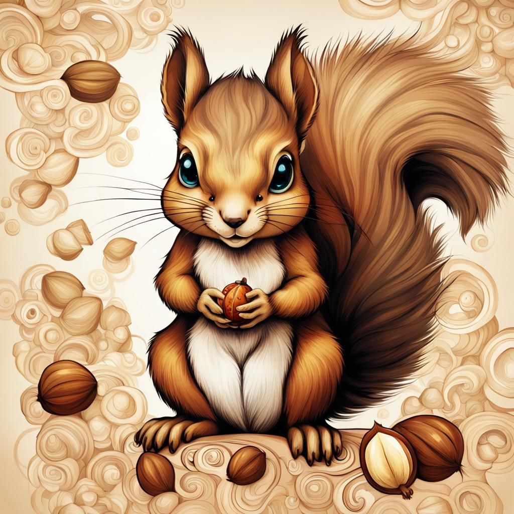 Cute Chibi Squirrel Portrait in Anime Style