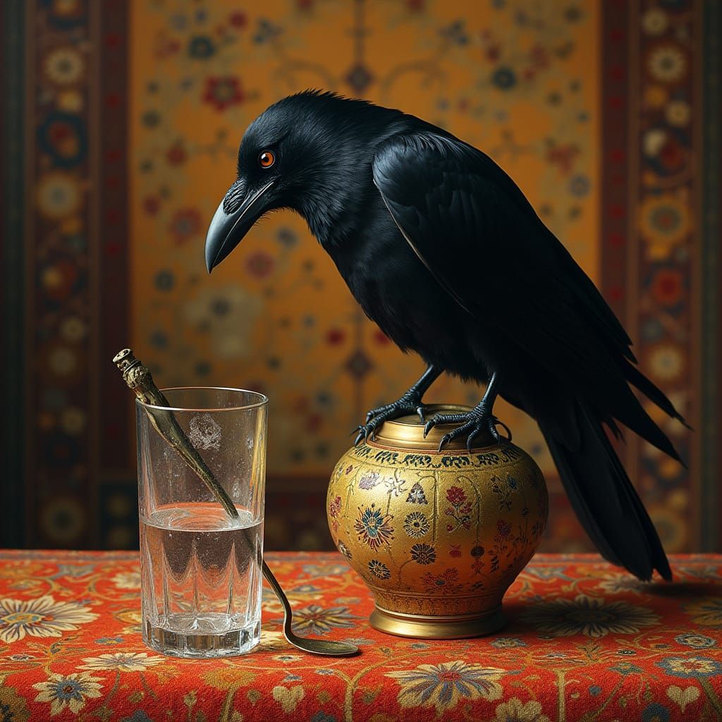 Majestic Raven Amidst Opulent Luxury